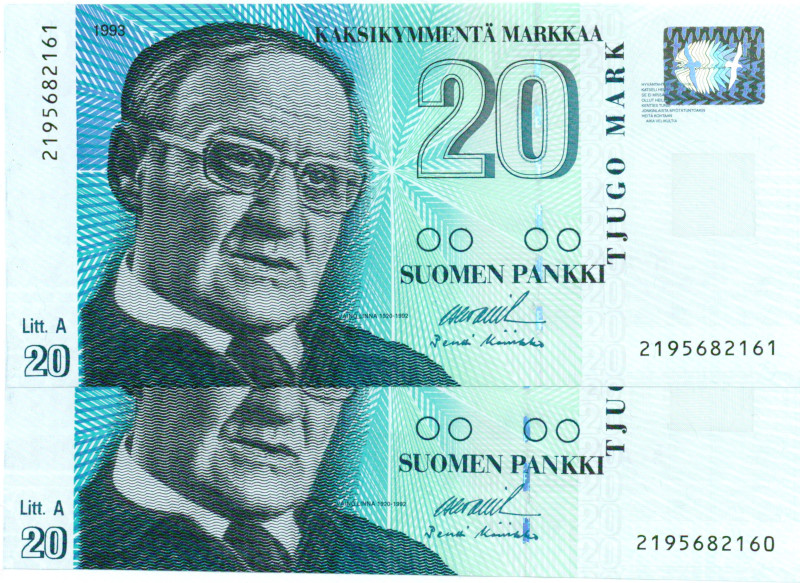 20 Markkaa 1993 Litt.A 219568216X